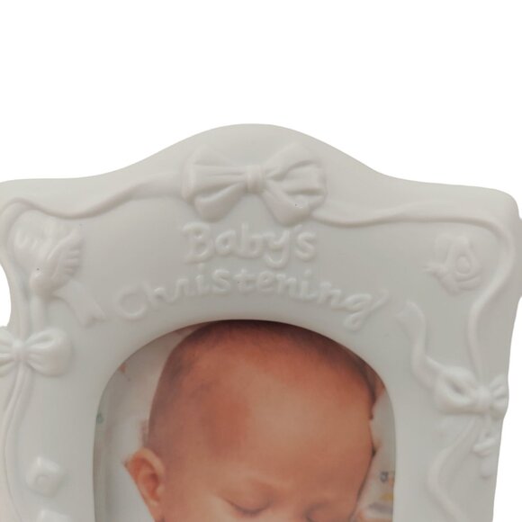 Russ Babys Christening Porcelain 3.5x5 Frame White Faith Religion - Picture 4 of 8
